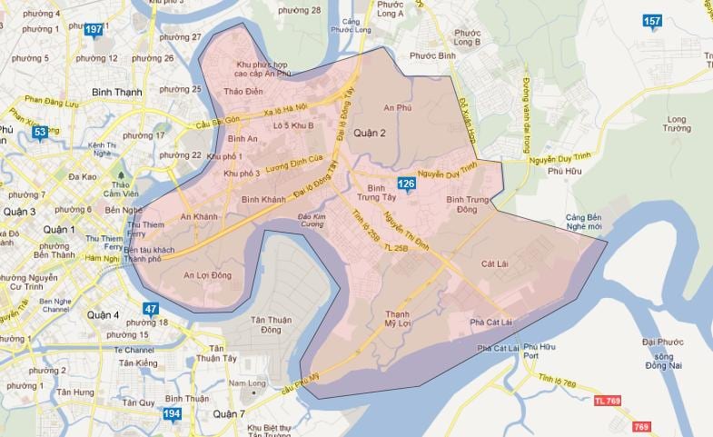 Mapa auzoak ho chi minh hiria