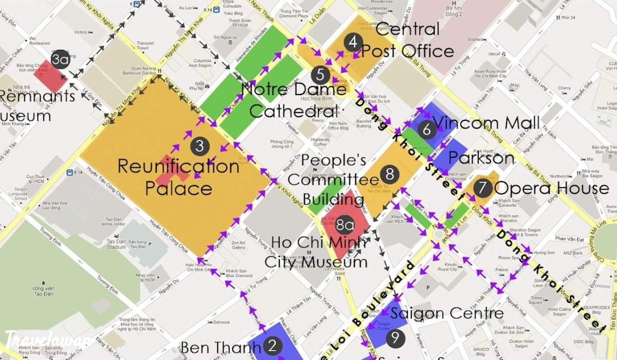 ho chi minh hiria walking tour mapa