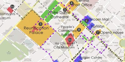 Ho chi minh hiria walking tour mapa
